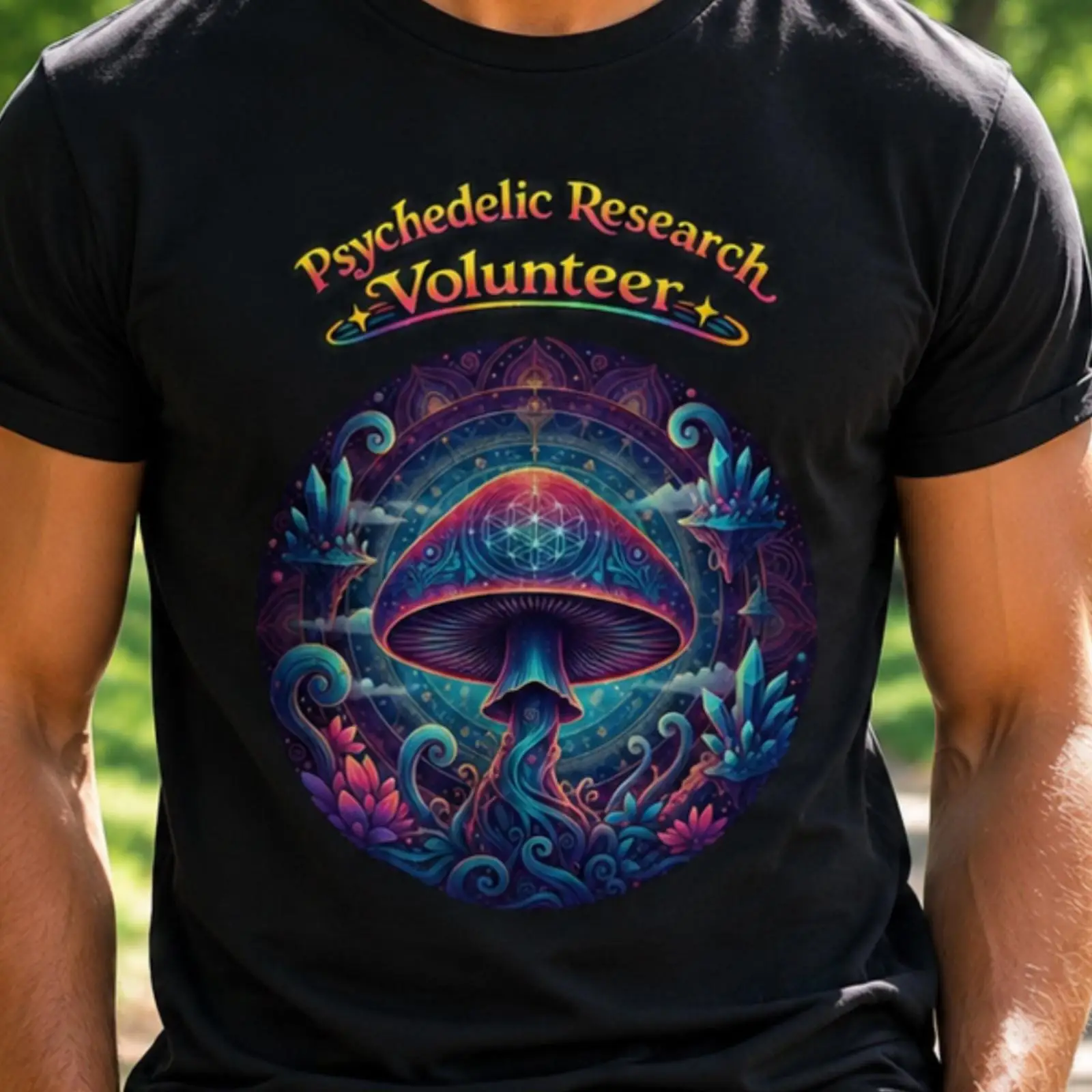 Vintage Fashion Research - Koszulka Wolontariusza Badania Psychodelicznych Magiczne Grzyby